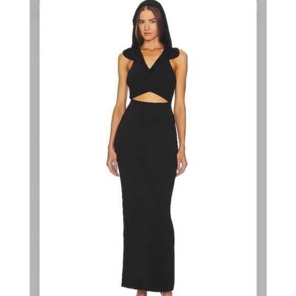 Revolve h:ours Odette Hooded Dress Black Size Small - Picture 1 of 7